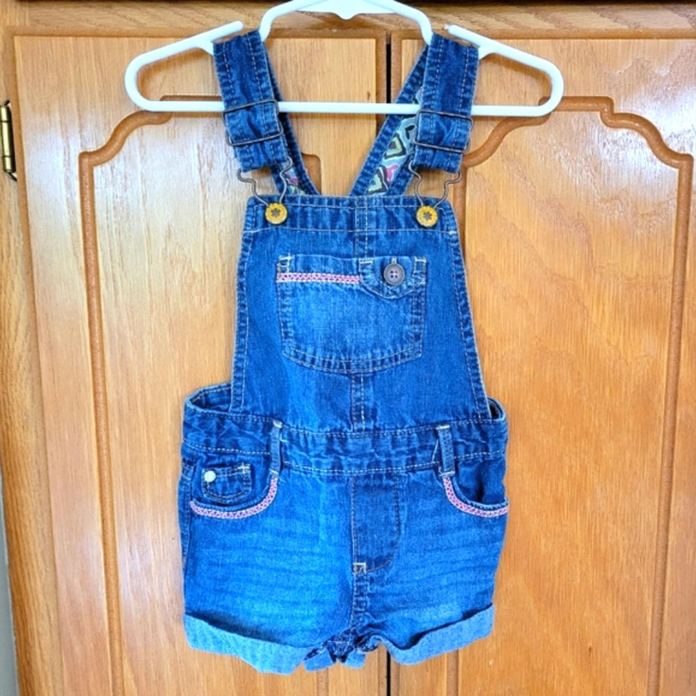 Blue Denim Girls Overall Shorts, 12 Months